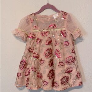 Pink Floral Sequin Disney beauty and the beast dress